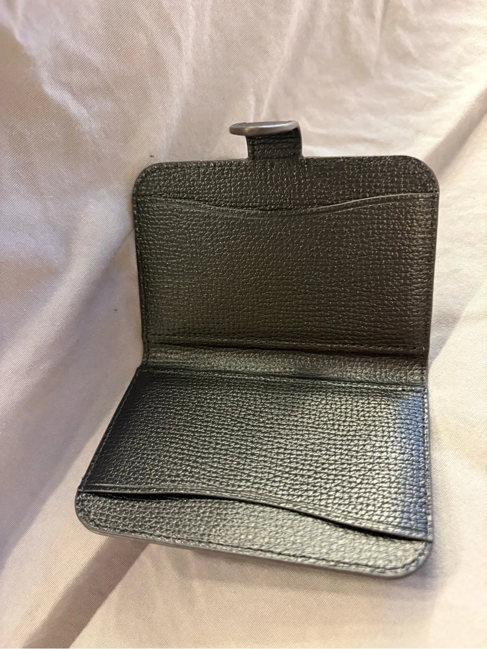 kate spade Black Pebbled Leather Snap Wallet with Rose Gold Logo